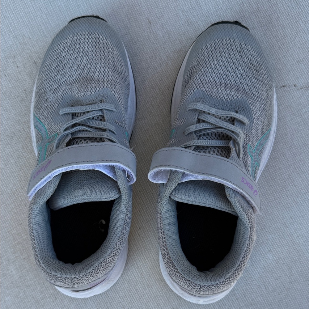 Asics Kids Gray and Teal Sneakers